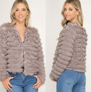 She+Sky Furry Taupe Jacket